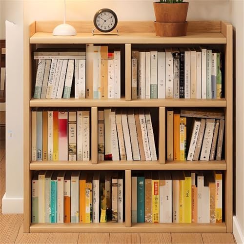 Lumber Organizer Shelf 3/4 Shelves, Lateral Filing or Vertical, Closed Back Floor-Standing Bookshelf Rack Bookcase Cabinet Tiered Shelf Grid Storage Unit Natural 31" L x 8" W x 35" H