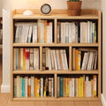 Lumber Organizer Shelf 3/4 Shelves, Lateral Filing or Vertical, Closed Back Floor-Standing Bookshelf Rack Bookcase Cabinet Tiered Shelf Grid Storage Unit Natural 31" L x 8" W x 35" H