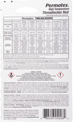 Permatex 24026 High Temperature Threadlocker Red, 6 ml