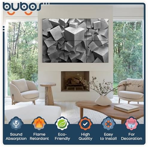BUBOS 6 Pcs Art Acoustic Wall Panel,70.8”x47.2”Self Adhesive for Home Decor