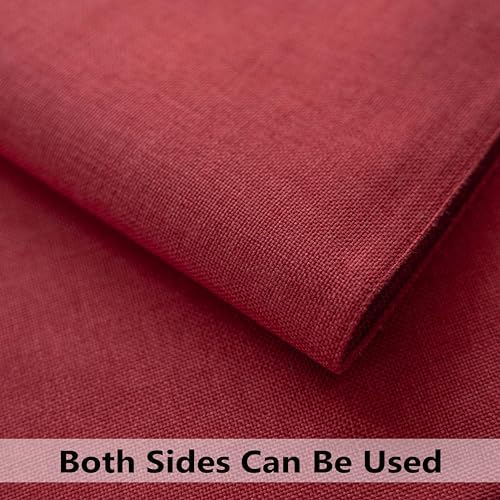 Demetex Placemats Set of 6 Red Linen Wipeable Place Mats Heat Resistant Cloth Placemats for Dining Table Restaurants Holiday, 13 x 19 inches, Wine Red