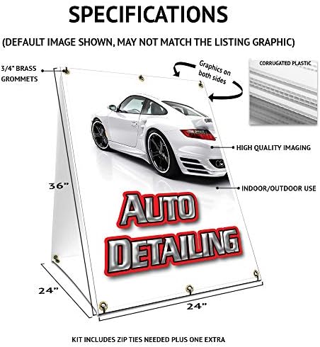 Free Vacuum 24" x 36" A-Frame Sidewalk Sign| Advertise Your Business | Images On Both Sides | Car Wash Vac Automaric Detailing | Made in The USA