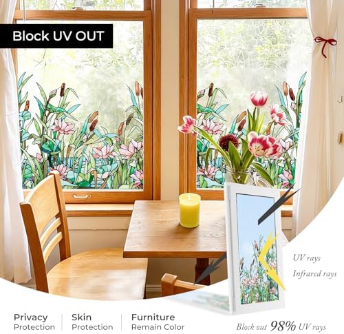 ADD.HERES Stained Glass Window Film, Window Film Decorative, 17.5 x 39.37in