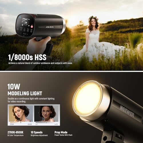 NEEWER Q200 200Ws 2.4G TTL Outdoor Studio Flash Strobe App Control, Compatible with Godox, 1/8000 HSS 3200mAh Battery Photography Monolight 10W Modeling Lamp/750 Full Power Flash/0.01~1.5s Recycle