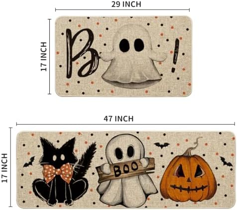Artoid Mode Ghost Boo Halloween Kitchen Mats Set of 2-17x29+17x47
