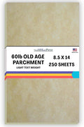 250 Old Age Parchment 60# Text (=24# Bond) Paper Sheets - 8.5" X 14" (8.5X14 Inches) Legal|Menu Size - 60 Pound is Not Card Weight - Vintage Colored Old Parchment Semblance