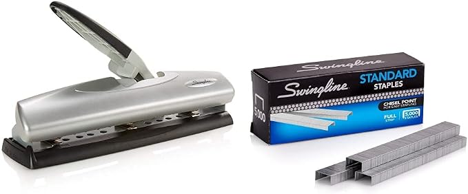 Swingline Desktop Hole Punch (74030) and Standard Staples for Desktop Staplers (35108) Bundle