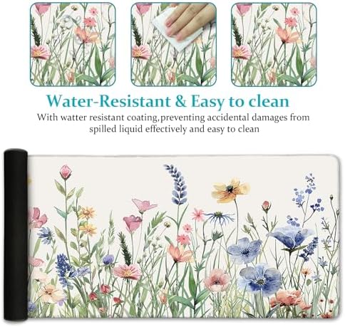 LIMKRIAN Flower Mouse Pad Large Desk Mat for Keyboard Mouse, 31.5x11.8 in