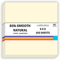 100 Natural Smooth Card Stock Sheets Paper - 6 X 6 Inches Square Scrapbook Album Size - 80# (80 lb/pound) Cover Weight - Quality Paper - Smooth Finish