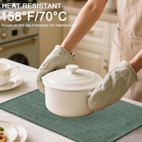 Homaxy Cloths Placemats for Dining Table Set of 6, 13" x 19", Green