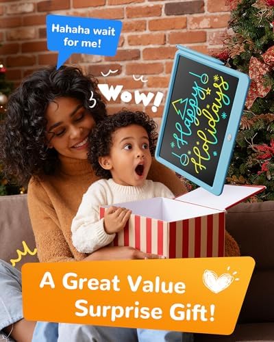 KOKODI LCD Writing Tablet, 12 Inch Colorful Toddler Doodle Board Drawing Tablet, Erasable Reusable Electronic Drawing Pads, Educational and Learning Toy for 3-6 Years Old Boy and Girls(Blue)