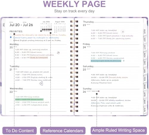 Planner 2026-2027, Weekly and Monthly Academic Planner, July 2026 - June 2027, Hardcover Calendar Agenda Book for School Year Planning, School Supplies for Teacher and Student, A5(6.3'' x 8.5'')