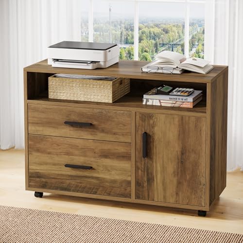 Tribesigns L Shaped Desk with Drawer Cabinet, 63" Executive Computer Desk and lateral File Cabinet, 2 Piece Home Office Furniture with Drawers for Hanging, Door