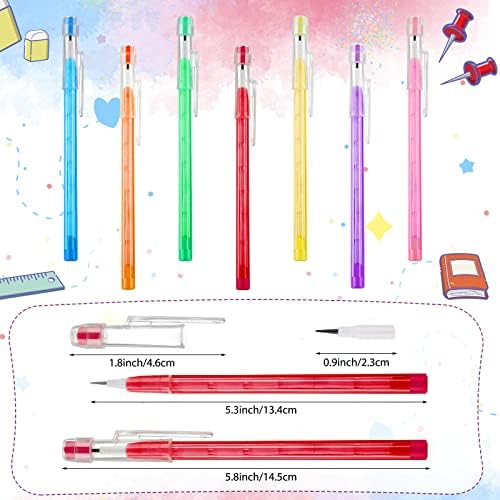 Crtiin 100 Pack HB Colorful Stackable Pencils, Translucent Multipoint Non-sharpening Stackable Pencil with Matching Eraser for Girls Students Teachers Office Supplies Rewards, 7 Colors