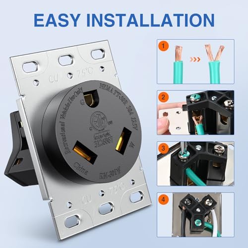 Nilight 30AMP RV Power Outlet 125V ETL Listed NEMA TT-30R