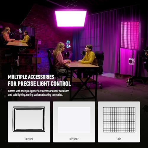 NEEWER Pro 200W Flexible LED Video Light, Studio RGB Panel Light Mat Kit with Softbox APP/2.4G/DMX Control 2500-10000K 25000lux/0.5m CRI95+, Key Lighting for Live Streaming Video Recording, AF200C