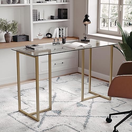 Martha Stewart Eli Glass Top Home Office Desk,