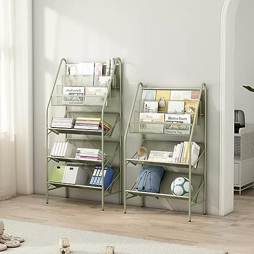 zktoermn Metal Storage Shelves Book, Newspaper, Magazine Storage Rack Storage Shelving Unit Organizer for Laundry Kitchen Bathroom Pantry Closet (Color : Green, Size : 55x28x92cm)