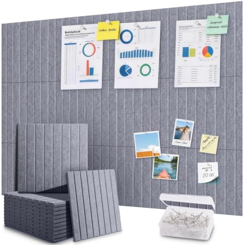48" x 36" Large Cork Bulletin Board Tiles, Peel and Stick Felt Wall Panels for Vision, Message Center, Picture and Prayer Board for Office, Dorm, Room and Desk Decor(Soft Gray)