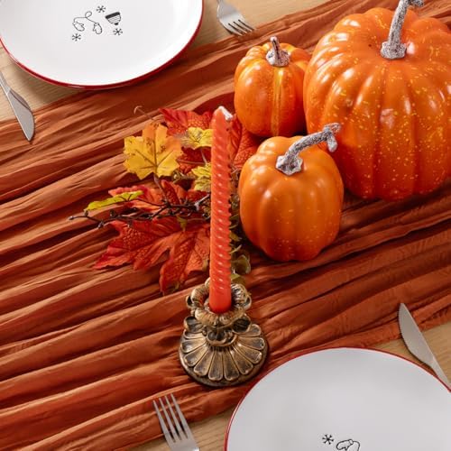 Fall Table Runner Terracotta Cheesecloth Boho Wedding Home Decor