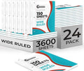 Rosmonde 3600 Sheets Loose Leaf Paper Bulk, 24 Pack, Wide Ruled Paper