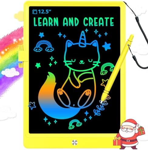 BUKEBU LCD Writing Tablet,12.5 inch Colorful Doodle Board for Kids (Yellow)