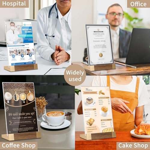 Acrylic Sign Holder 8.5 x 11, L-Shape Vertical 2 Pack for Tabletop
