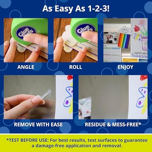 Glue Dots, Removable Dots Dot N' Go Dispenser, Double-Sided, 3/8", .38 Inch, 200 Dots, DIY Craft Glue Tape, Sticky Adhesive Glue Points, Liquid Glue Alternative, Clear