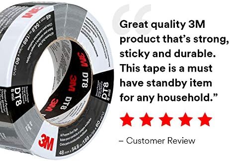 3M All Purpose Duct Tape DT8, Silver, 1.88 in x 60 yd, 8 mil, 3 Roll/Pack