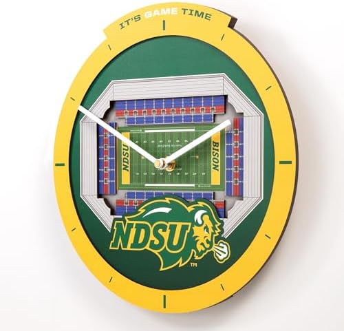YouTheFan NCAA North Dakota State Bison StadiumView 3D Wall Clock