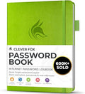 Clever Fox Password Book with Alphabetical Tabs, 4"x5.5" Keeper Green