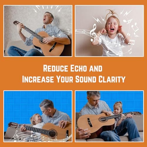 Blue Pyramid Sound Proof Foam Panels for Walls 2"×12"×12" High-Density 24Pack Soundproof Panels Acoustic Foam Panel Noise Absorbing for Studio Soundproofing