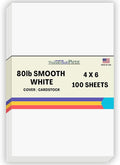 100 Bright White Smooth Card Paper Sheets - 4" X 6" (4X6 Inches) Photo|Card|Frame Size - 80# (80 lb/Pound) Cover Weight - Quality Paper for Consistency in Print as a Result of The Smooth Finish