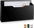 Feifeiya 1 Pack 14"x8.3"x2.4" Black Acrylic Wall File Holder Organizer Wall Mount Magazine Document Brochure Mail Pocket Durable File Storage with 3 Colors Screw Cap for Office Home Waiting Room Use