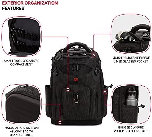 SwissGear Tool Bag Backpack, Fits Up to 17-Inch Laptop, Work Pack PRO, Black