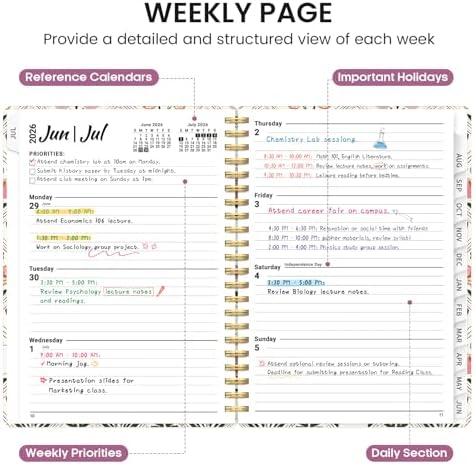 Planner 2026-2027, Jul 2026-Jun 2027 Academic Monthly & Weekly Planner | 6.3" x 8.5" Hardcover Pretty Calendar Planner for Women, Spiral Organizer for School Office Home, Butterfly Patchwork