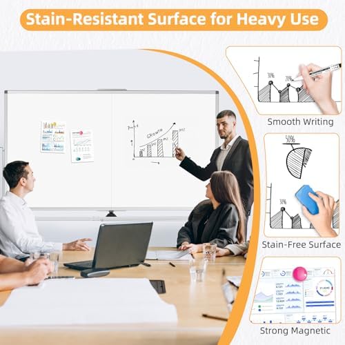 Rolling White Board on Wheels, 72" x 40" Dry Erase Whiteboard with Stand