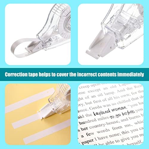 Nezyo 50 Count Clear Correction Tape, Back to School Supplies Transparent Correction Roller, Universal Correct Dispenser for School Office Teachers Students Corrector(White)