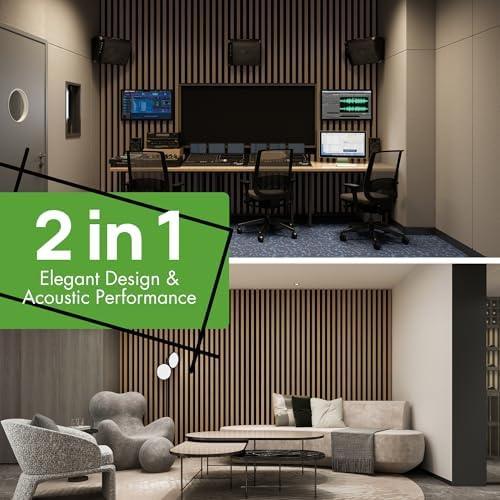Art3d 8-Pack 12" x 93" Soundproof Wood Slat Panels, 62 sq.ft Acoustic Wall Panels, 3D Wall Panels with Wood Slat Design, Decorative Wood Wall Panel for Accent Walls-Oak