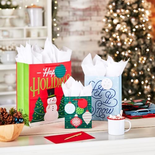 Hallmark Christmas Gift Bags, 8-Pack (Ornaments, Snowman, Let it Snow)