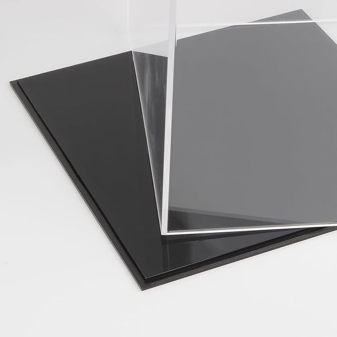 7x7x7Inch Simple Self-Assembly Clear Acrylic Box with Black Base | Acrylic Display Case with Lid Countertop Clear Square Acrylic Box Cube Acrylic Storage Containers for Office Home