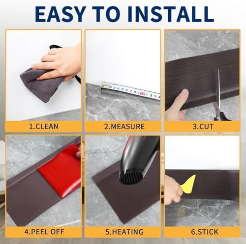 Vinyl Baseboard Molding Trim 4 Inch Peel and Stick Cove Base