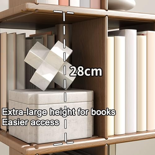 GAMAK Rotating Bookshelf Kids 360 Display 3-4 Tier Revolving Bookcase with Brake Wheels Floor Standing Bookcase Narrow Bookshelf for Small Spaces Natural Wood (Color : Walnut, Size : Landing_Three)