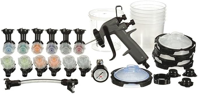 3M Performance Industrial Spray Gun Starter Kit, 26878, Whip Hose | Incl. PPS Series 2.0 Paint Spray Cup System; 12 Repl. Nozzles in for Pressure and Gravity Painting; Air Control, Whip Hose