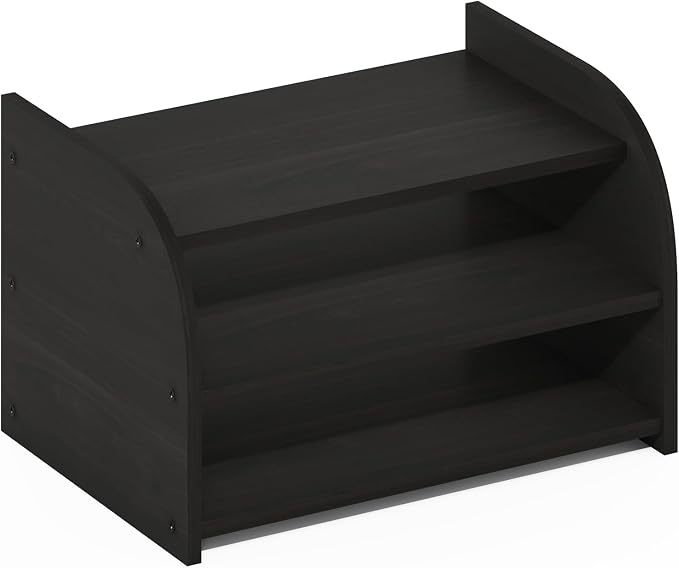Furinno Classic Desk Organizers and Accessories, 3-Tier Monitor Riser, Office Organization, Desk Top Book Shelf, for Office Supplies, Desk Utilities, Espresso