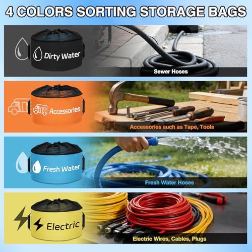 Nilight 4 Pack RV Hose Storage Bag, Waterproof Utility Organizer