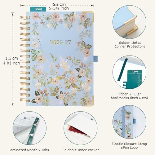 BEZEND Planner 2026-2027 Weekly and Monthly, Hourly Timeslot (A5-6"x8.5")