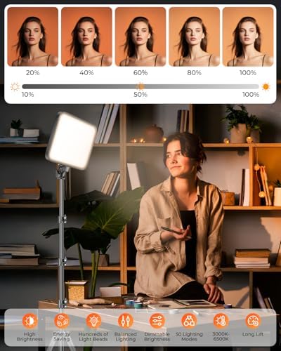 Torjim 11 Inch Video Light Kit for Creators-24W High Brightness Studio Lights with Tripod Stand & Phone Holder & Remote, Adjustable Photography Lighting for Clearer YouTube Streaming Home Studio