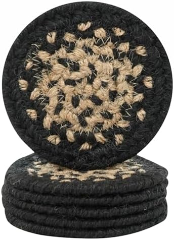 Homespice Manchester Jute Braided Coasters, Round 4" Set of 6