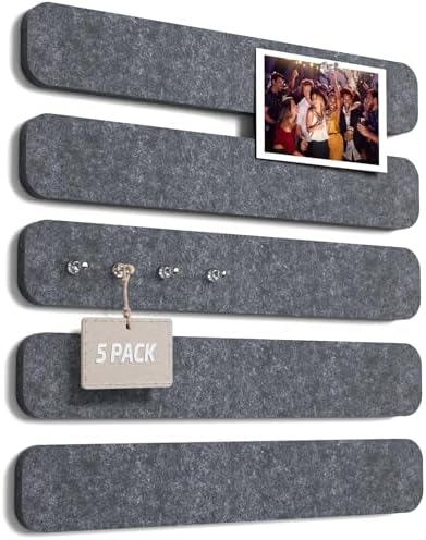 JBER Felt Strip Board 13" x 2", 5 Pack Cork Board Alternative, Dark Gray